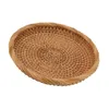 Plates Ratroundtan Rattan Fruit Tray Hand Woven Elegant Traditional Natural Serving For Kitchen Counter Table