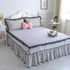 Bedding Sets White Pink Green Green Khaki Luxúria Black Lace Salia Conjunto de Casta de Algodão Fronha de Linho de Adsedes 3pcs