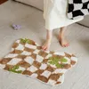 Carpets Retro Chessboard Plaid Bath Mat Irregular Tufted Soft Fluffy Carpet Doormat Anti-slip Floor Living Room Bedside Area Rug