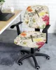 Chair Covers Flower Dragonfly Crown Vintage Letters Elastic Armchair Computer Cover Removable Office Slipcover Split Seat
