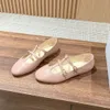 Designer Shoe Ballet Flat Dress Shoes Luxury Sexy Trainer Buckle The Metal Sheet Casual Canvas Shoes Ballerina Walk Outdoor Shoes Loafer Lady Gift