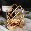 Candle Holders European Luxury Golden Hollow Metal Mesh Cup-shaped Holder Romantic Home Decoration Living Room Desktop Wedding Ornaments