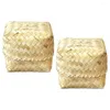 Bowls 2 Pcs Wicker Basket Bamboo Tea Gift Box Baby Containers Straw Baskets Lids Storage