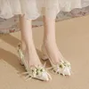 Dress Shoes Elegant Wedding Bridal Luxury Square Heels Bridesmaid Flower White 2024