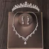 Bruiloft haar sieraden bruiloft haar sieraden barokkostuum bruids sets kristal tiara kroon oorbellen ketting luxe set feest cadeau 230909 l240402