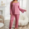 家庭用衣類プラスサイズピンク2pcsパジャマセット
