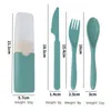 Dinnerware Sets Portable Reusable Spoon Fork Chopsticks Knife Wheat Straw Tableware Cutlery Set Travel Picnic Camping Kits