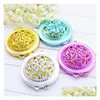 Mirrors 2021 Vintage Hand Pocket Mirror Mini Compact Girl Double-Side Folded Hollow Out Makeup Radomly Colors Drop Delivery Home Garde Dhsai