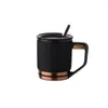 Mokken 400 ml eenvoudig Phnom Penh Coffee Cup zwart -wit stel met deksel lepel creatief keramisch cadeau