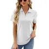 Dames t-shirts t-shirt losse top 2024 lente en zomers vaste kleur polo kraagzak korte mouw