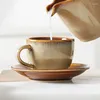 Cups Saucers kreative Kaffee Keramik Schöne Frühstück Espresso Tassen handgefertigt Nachmittagstee Tazas Desayuno Originales Tasse Set