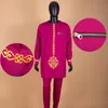 Bazin Riche African Suits for Men Full Sleeve borduurwerkoverhemden en broek set Dashiki Outfits plus size Afrikaanse kleding A2216138 240326