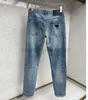 Designer maschile jeans ad alto triangolo di lusso etichetta jeans azzurra per maschi 2024 primavera/estate nuovi pantaloni slim alla moda maschile