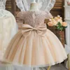 Abiti da ragazza Abito da bambina per 1-5 anni Backss Bow Toddr Kids Battismo Battesimo Vestidos Weddings Party Princess Babys Dresses L240402