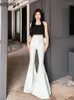 Женские штаны Ezgaga Женщины с высокой талией весна лето Slim Solid Flare Long Brouser сексуальная уличная одежда