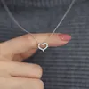 Designermärke TIFFAYS LOVE NACKLACE Female Sterling Silver S925 Platerat 18K White Gold Simple Heart Pendant Clavicle Chain