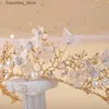 Свадебные украшения для свадебных украшений для волос ювелирные изделия барокко розовое золото Хрустальное бабочка жемчужины свадебные тиары Короны