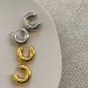 Ohrringe Französisch Retro Runde einfache Metallohrringe Minderheit Design Mattes Metalldraht Zeichnung einfache Ohrringe