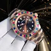 AAA Watch Mens Automatic Watch New Rainbow Diamond Watch 40mm Blue Dial Sapphire Waterproof Luminous Rose Gold rostfritt stålklocka Fashionabla Sporty Watch