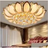 Chandeliers Modern Round Crystal D50Cm F Mount Ceiling Lamp E14 Led Stainless Steel Lustre Hanging Lights Fixtures Indoor Drop Delive Dhkjo