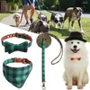 Appareils pour chien 3pcs / Set Kitten Collar Kit Plaid Imprimer Contrôle de la corde de traction épaisse