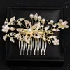 Hårklipp Crystal Pearl Bridal Hairpin Comb Clip for Women Bride Rhinestone Wedding Accessories smycken