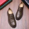 Chaussures décontractées Fashion Big Size Vintage Men de haute qualité Vraie Robe en cuir mobile à lacets Business Business Business Business Brogue