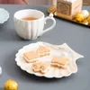 Tassen Koreanische Keramik Tasse Set Shell Kaffeetasse mit Gericht Haushalt Perlen Boutique Küche Lieferungen einfaches Stil Girl Geschenk