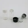 Förvaringsflaskor 100 x 3 ml Klar tom mini glasflaska med plastlock 1/10oz injektionsflaskor 3cc skruvhalsprov svart mössa