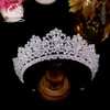 Joyas para el cabello de boda asnora tiara gran cristal cúbico circonía corona plateado color diadema accesorios para el cabello de la boda joyería l46