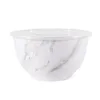 Tazones Melamine Serving Bowl Juego con tapas de la cocina de la cocina del estampado de mármol blanco.