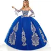 Applique Royal Blue Quinceaneras платья 2024 Ball Hown vestidos de 15 Anos Quinceanera День рождения 16 Цветок