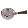 Dinnerware Sets Portable Kettle Rotating Teapot Side Handle Ceramic Heating Maker Rotatory Purple Travel