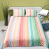 Bettwäsche -Sets Polyester -Streifenmuster Duvet Cover Digitaldruckset mit Kissenbezugsbett für Mädchenquilt