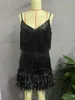 Casual Dresses Fashion Sexy Nightclub Dance Spring And Summer 2024 Women's Solid Color Fringed Sequined Feather Stitching Dres