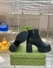 Jacquard Boot Women Blocking G Designer Buty 9 cm luksusowa platforma kostki Chunky Block High Obcasy inspirowane botki bojowe Western Cowboy Chelsea