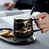 Fincan tabakları Avrupa kahve fincanı yemek tabak seti seramik kahvaltı tepsisi kaşıkla ikindi çay mutfak içmek için ve tabağı setleri