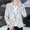 Garnitury męskie 2024 Spring Casual Plaid Cutain Men Men Drukuj Business Self-Cultivation Dress Wedding Party Blazer Coat