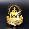 Ljushållare Shadow Art Hollow Carved Tealight Creative Copper Alloy Buddhist Lamp Buddha Holder Home