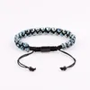 Stron Design Hematite Mini Skull Bracelet Men Bijoux Double couche tressée perlé réglable pour cadeau