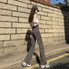 2024 Spring New Spicy Girl Work Pants Womens High midja Slimming Multi Pocket American Micro Horn Wide Long Long Pants