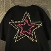 American Retro Ins Trendy Thirts Stars Stars Cotton Stampato a maniche corte Y2K uomini e donne Summer Harajuku Coppie sciolte Goth Top 240403