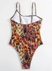 Frauen Badebekleidung Vigocasey 2024 Leopard Strapped Women Sexy Push Up One Piece Badeanzug Monokini Rückenfreier Hoch geschnittener Strandanzug Badeanzug