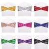 Sandalye 6 adet Sashes Sequin Strecky Bantlar Dekoratif Bows Romantik Düğün Partisi Kapağı için Dekor Dekoru Dekoratif Bows