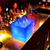 LED Ice Bucket Double Layer Bucket For Beverage Tubs Wine Beer Square Straight Red Wine Champagne LED Ice Buckets 3.5L 240327