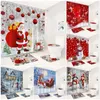 Rideaux de douche Santa Claus Curtain mignon bonhomme de neige rouge balles de Noël d'hiver Forest de Noël Décoration de salle de bain Mat de bain Toilet de toilette Couvercle