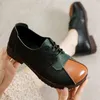 Casual Shoes Genuine Leather Ballet Flats Women's Laced Up Oxords Ladies Vintage Low Heel Brogues Loafers