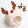 Dog Apparel 2 Pcs Christmas Pet Hat Cute Antlers Saliva Towel For Cat Dress Up Supplies Design Autumn And Winter Clothes Accessory