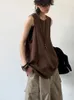 Houzhou Sport Mens Tank Tops Gym Hombre Sreeveless Tee Vest Men StreetwearルーズカジュアルバスケットボールBrown Oneck Cotton 240407