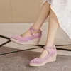 Kleiderschuhe Lihuamao Espadrilless Frauen Keile Plattform Spitze Zehen Damen High Heel Pumps Party Hochzeit Mary Jane